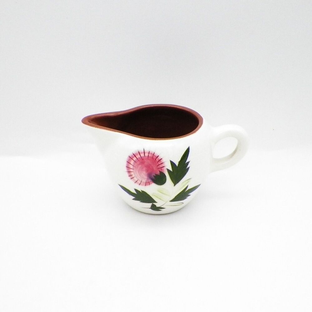 Vintage Stangl Pottery Creamer Thistle Pattern 6oz MCM Pink Floral 3" high a
